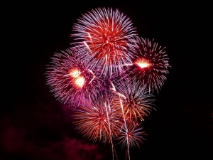 colorful fireworks against a dark, night sky; 4th of July